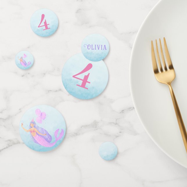 Mermaid Under the Sea Birthday Girl Age Blue Confetti (Group)