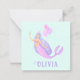 Mermaid Under the Sea Birthday Girl Age Blue Party Card