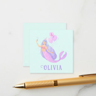 Mermaid Under the Sea Birthday Girl Age Blue Party Enclosure Card