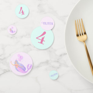 Mermaid Under the Sea Birthday Girl Age Pink Blue Confetti