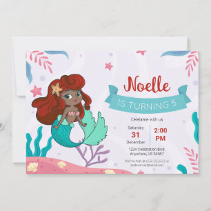 Mermaid Under the Sea Birthday Invitation