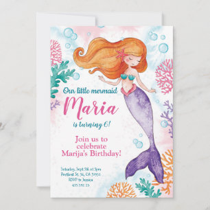 Mermaid Under the sea Birthday Invitation