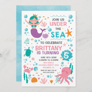 Mermaid Under the Sea birthday invitation