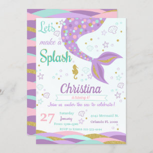Mermaid Under The Sea Birthday Invitation
