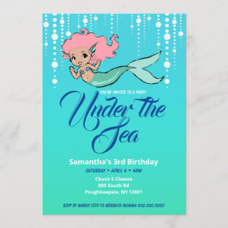 Mermaid Under the Sea Birthday Invitation