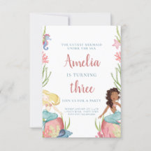 Mermaid Under The Sea Birthday Invitation