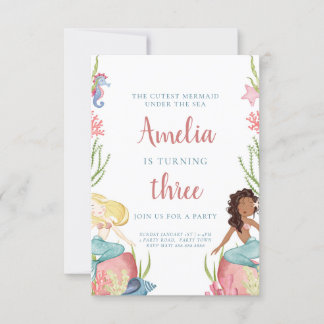 Mermaid Under The Sea Birthday Invitation