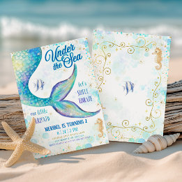 Mermaid Under the Sea Birthday  Invitation
