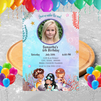 Mermaid Under the Sea Birthday Invitation