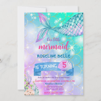 Mermaid Under The Sea Birthday Invitation