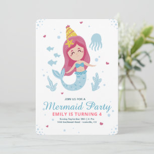 Mermaid Under The Sea Birthday Invitation