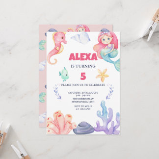 Mermaid Under the Sea Birthday Invitation