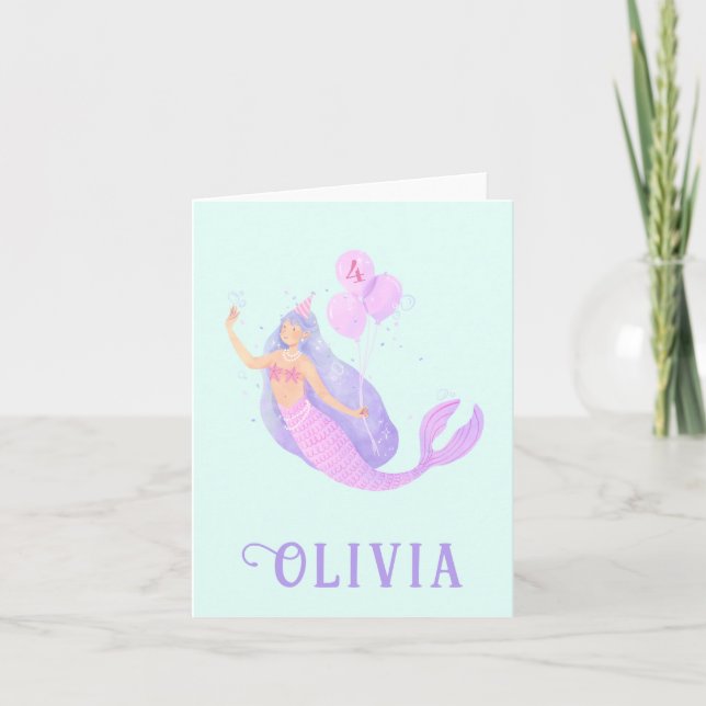 Mermaid Under the Sea Birthday Note Card (Front)