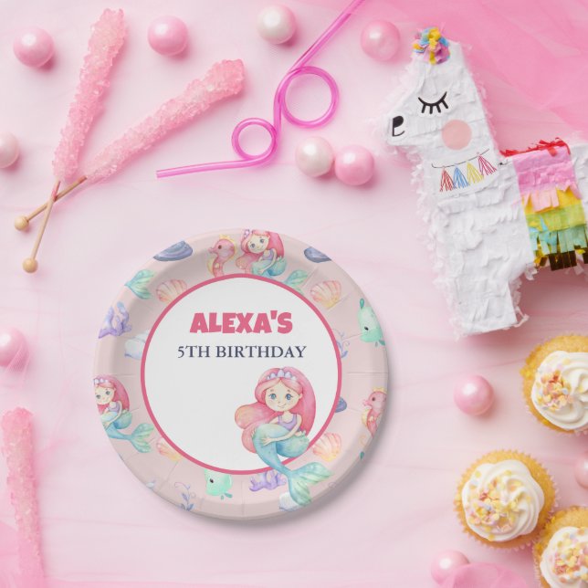 Mermaid Under the Sea Birthday Paper Plate (Party)