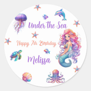 Mermaid Under the Sea Birthday Party Classic Round Sticker