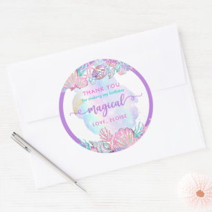 Mermaid Under The Sea Birthday Party Favour Classic Round Sticker