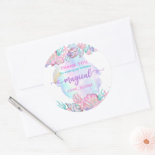 Mermaid Under The Sea Birthday Party Favour Classic Round Sticker