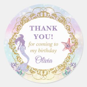 Mermaid Under The Sea Birthday Party Favour Classic Round Sticker