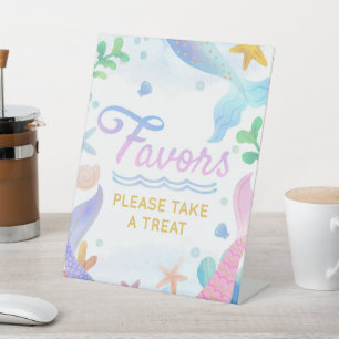 Mermaid Under The Sea Birthday Party Favour Pedestal Sign
