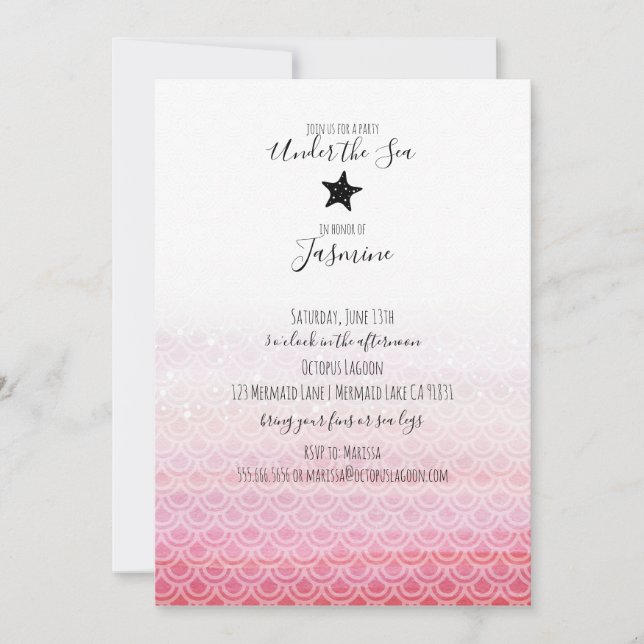 Mermaid Under the Sea Birthday Party Invitation (Front)