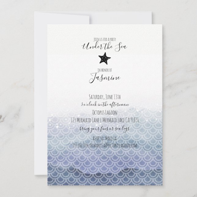 Mermaid Under the Sea Birthday Party Invitation (Front)