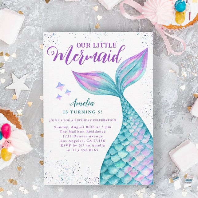 Mermaid Under the Sea Birthday Party Invitation (Mermaid Under the Sea Birthday Party Invitation)
