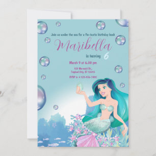 Mermaid Under The Sea Birthday Party Invitation