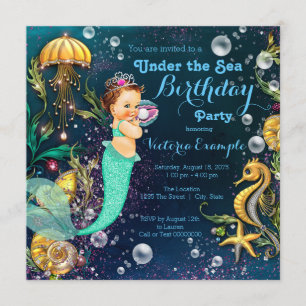 Mermaid Under The Sea Birthday Party Invitation