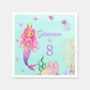 Mermaid Under the Sea Birthday Party Napkin