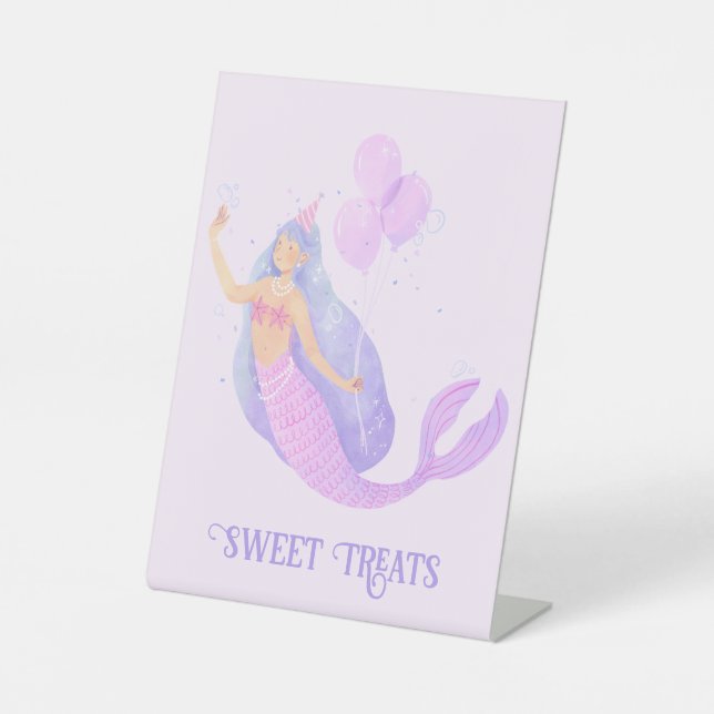 Mermaid Under the Sea Birthday Party Sweet treats Pedestal Sign (Front)