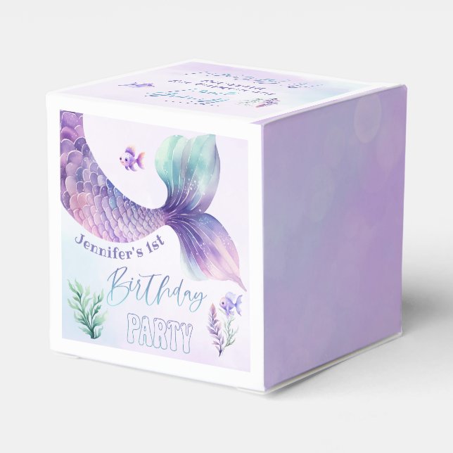 Mermaid Under the sea birthday party thank you Favour Box (Back Side)