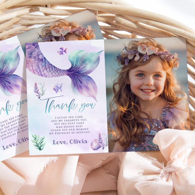Mermaid Under the sea birthday party thank you Invitation (Creator Uploaded)