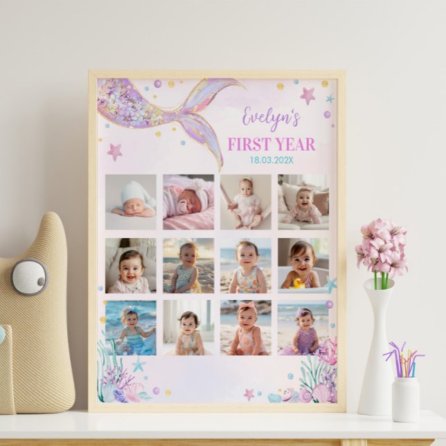 Mermaid Under the Sea Birthday Photo Milestone Poster (Creator Uploaded)