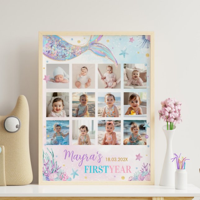 Mermaid Under the Sea Birthday Photo Milestone Poster (Creator Uploaded)