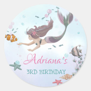 Mermaid Under The Sea Birthday Sticker