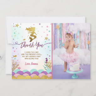 Mermaid Under the Sea Birthday Thank You Card
