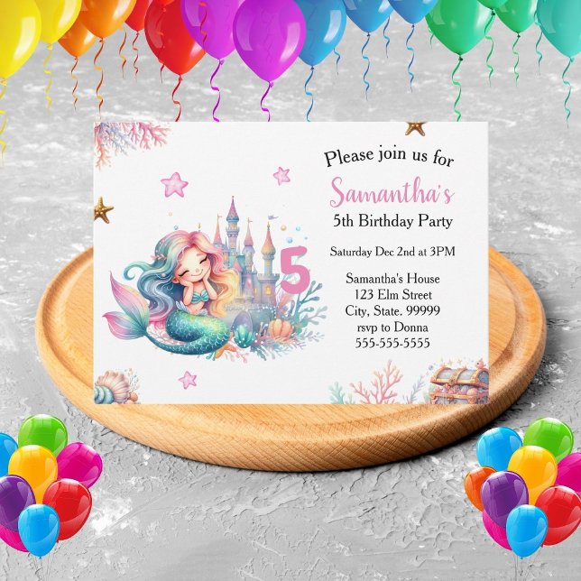Mermaid Under the Sea Castle Birthday Invitation (Creator Uploaded)