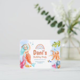 Mermaid Under The Sea Cute Birthday  Enclosure Card