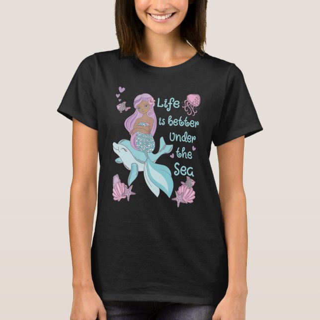 Mermaid  Under the Sea Cute Ocean Design T-Shirt (Front)