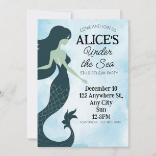 Mermaid Under The Sea Dive Into Five 5th Birthday Invitation