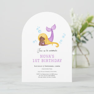 Mermaid Under the sea first birthday invitation