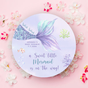 Mermaid Under The Sea Girl Baby Shower Classic Round Sticker