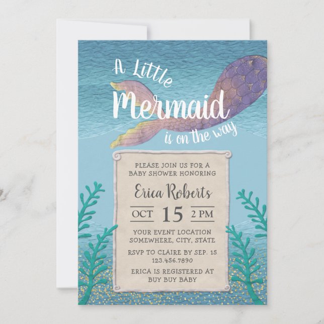 Mermaid Under the Sea Girl Baby Shower Invitation (Front)