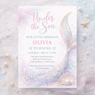 Mermaid Under the Sea Girl Birthday Invitation