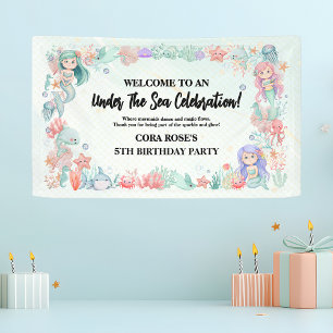 Mermaid Under The Sea Girl Birthday Party Banner