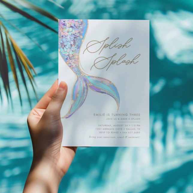 Mermaid Under the Sea Girls Blue Birthday Party Invitation (Creator Uploaded)