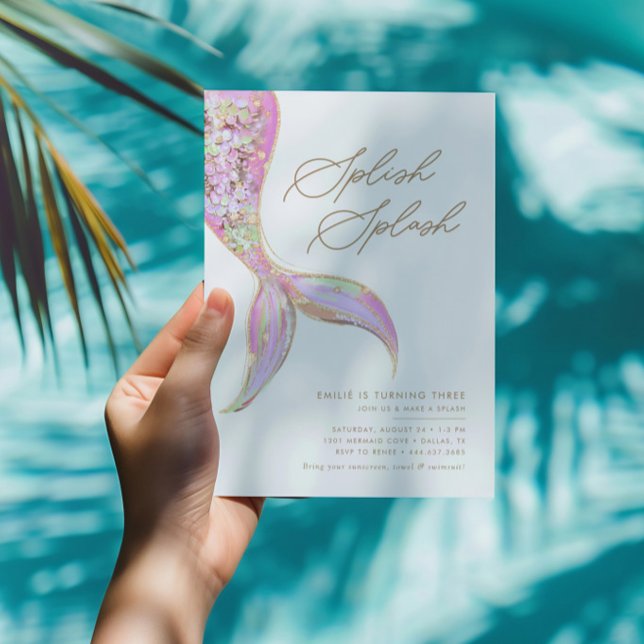 Mermaid Under the Sea Girls Pink Birthday Party Invitation (Creator Uploaded)