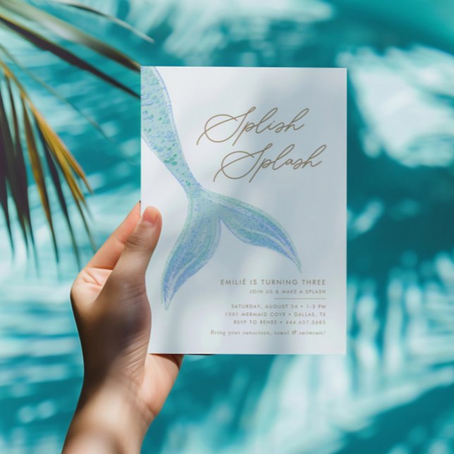 Mermaid Under the Sea Girls Pretty Blue Birthday Invitation (Creator Uploaded)