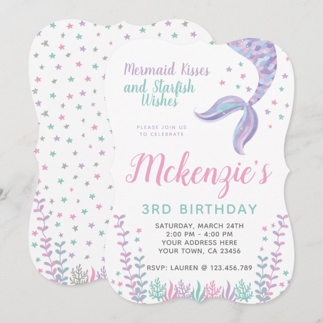 Mermaid, Under the Sea, Magical Invitation (Front/Back)