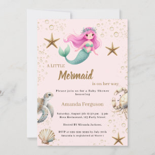 Mermaid Under the sea ocean animals Baby Shower Invitation